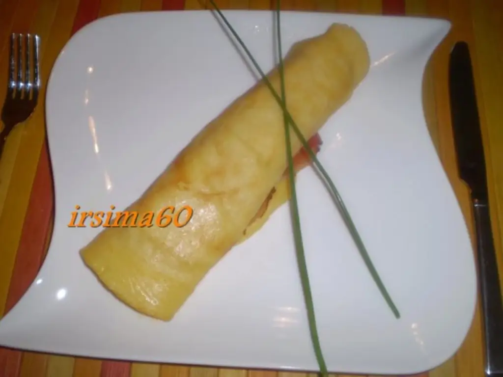 Блинчики с ветчиной и спаржей