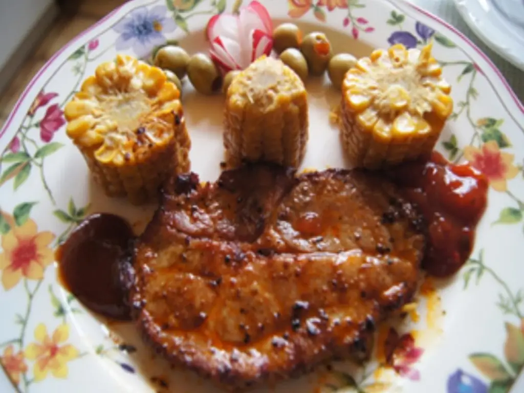 Гриль-тарелка с листьями салата