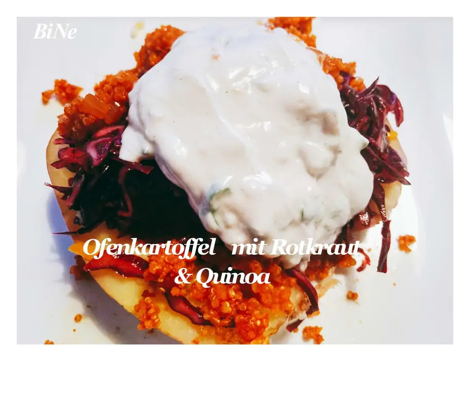 BiNe`S ЗАПЕЧЕННЫЙ КАРТОФЕЛЬ С КРАСНОЙ КАПУСТАМИ & КИНОА