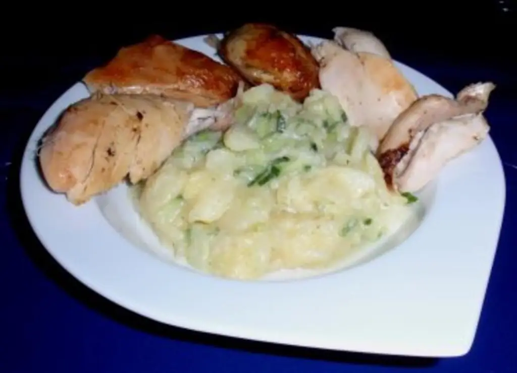 Жареный цыпленок с теплым картофелем