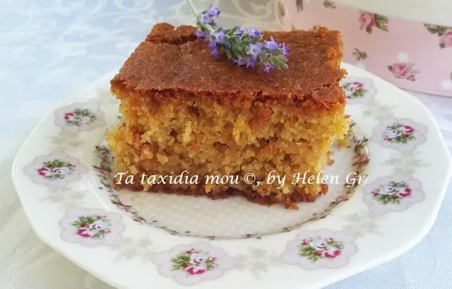 Сиропный миндальный пирог с йогуртом, пышный и сочный