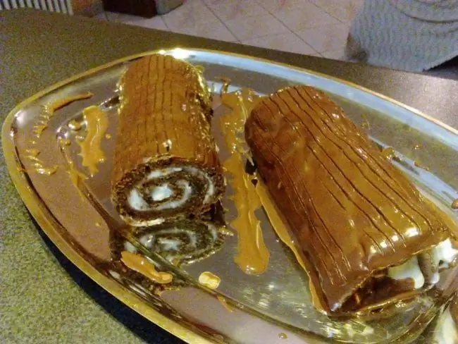 Быстрый и вкусный десерт.. Шоколадное полено с кремом из маскарпоне! Любимый