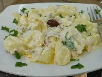 Очень вкусный, сытный, классный картофельный салат, с йогуртом и майонезом!!! Посмотреть рецепт
