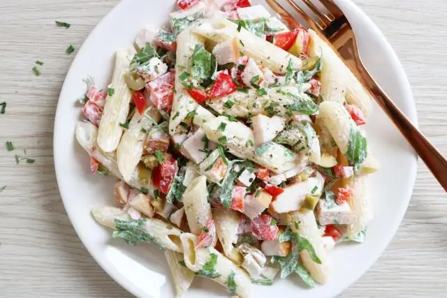 Салат из макарон с курицей