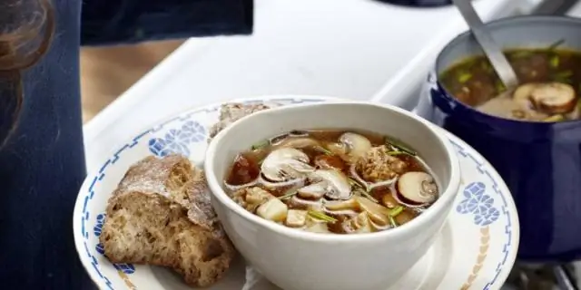 Грибной суп с мясным фаршем