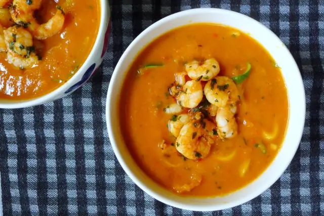 Тыквенный суп с креветками